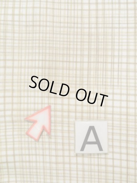 Photo14: K1014L Used Japanese   Cream HAORI short jacket / Silk. Plaid Checks   (Grade C) (14)
