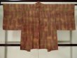 Photo2: K1015B Used Japanese   Brown HAORI short jacket / Silk. Geometrical pattern,   (Grade B) (2)