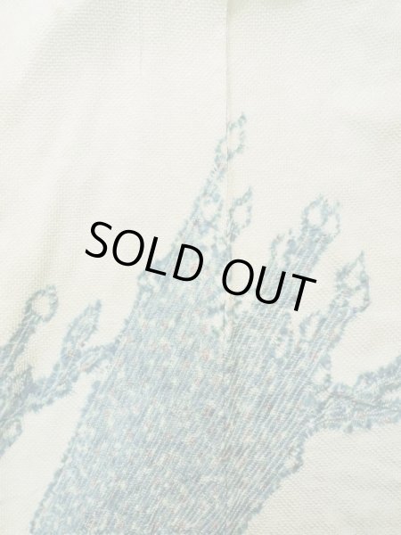 Photo3: K1020F Used Japanese   Pale Blue HAORI short jacket / Silk. Abstract pattern   (Grade C) (3)