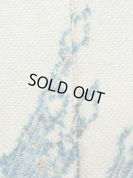 Photo4: K1020F Used Japanese   Pale Blue HAORI short jacket / Silk. Abstract pattern   (Grade C) (4)