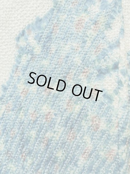 Photo5: K1020F Used Japanese   Pale Blue HAORI short jacket / Silk. Abstract pattern   (Grade C) (5)