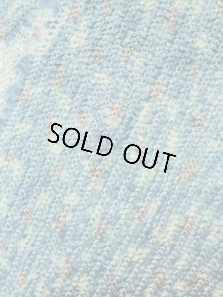 Photo6: K1020F Used Japanese   Pale Blue HAORI short jacket / Silk. Abstract pattern   (Grade C) (6)