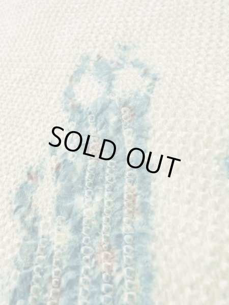 Photo7: K1020F Used Japanese   Pale Blue HAORI short jacket / Silk. Abstract pattern   (Grade C) (7)