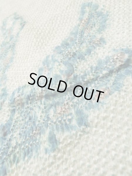 Photo8: K1020F Used Japanese   Pale Blue HAORI short jacket / Silk. Abstract pattern   (Grade C) (8)