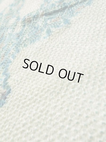 Photo9: K1020F Used Japanese   Pale Blue HAORI short jacket / Silk. Abstract pattern   (Grade C) (9)