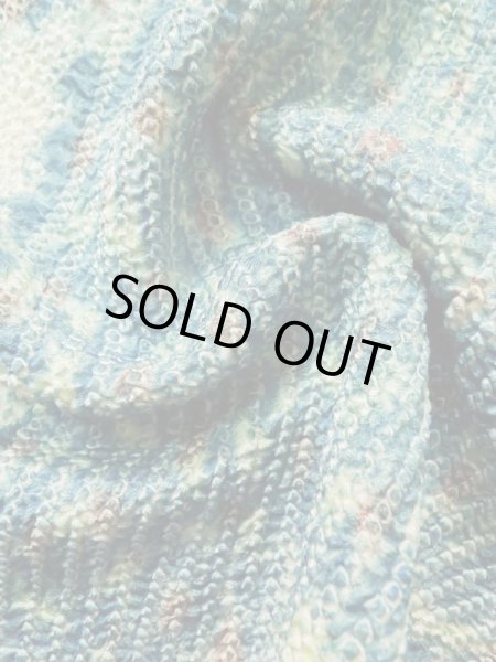 Photo10: K1020F Used Japanese   Pale Blue HAORI short jacket / Silk. Abstract pattern   (Grade C) (10)