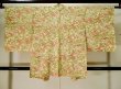 Photo2: K1020J Used Japanese   Cream HAORI short jacket / Synthetic. Flower,   (Grade B) (2)