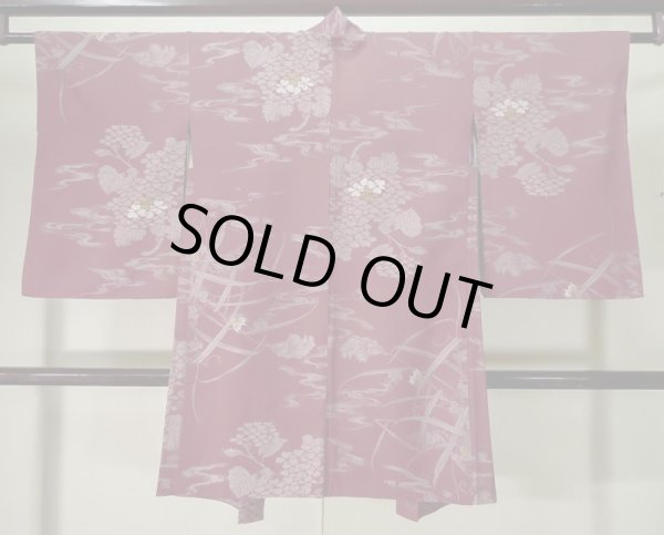 Photo2: K1027U Used Japanese Deep  Purple HAORI short jacket / Silk. Ivy,   (Grade C) (2)