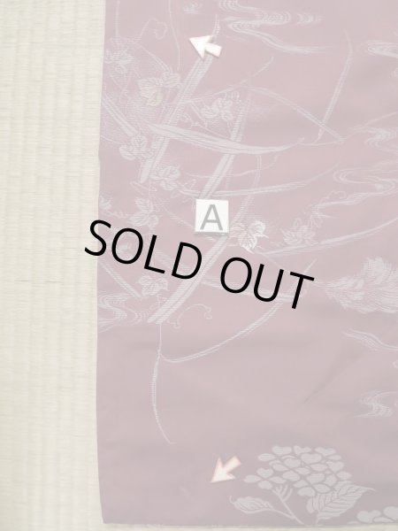 Photo16: K1027U Used Japanese Deep  Purple HAORI short jacket / Silk. Ivy,   (Grade C) (16)