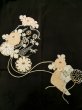 Photo3: K1027W Used Japanese   Black HAORI short jacket / Silk. Flower,   (Grade C) (3)