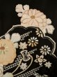 Photo4: K1027W Used Japanese   Black HAORI short jacket / Silk. Flower,   (Grade C) (4)
