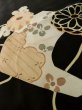 Photo8: K1027W Used Japanese   Black HAORI short jacket / Silk. Flower,   (Grade C) (8)