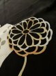 Photo9: K1027W Used Japanese   Black HAORI short jacket / Silk. Flower,   (Grade C) (9)