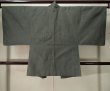 Photo2: K1104G Used Japanese Mens Greenish   HAORI short jacket / Silk.    (Grade C) (2)