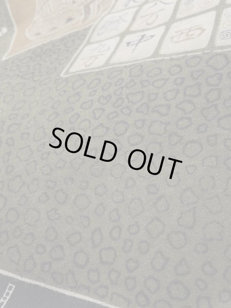 Photo10: K1104P Used Japanese Mens Dark  Brown HAORI short jacket / Silk.  Lining: rare pattern  (Grade D) (10)