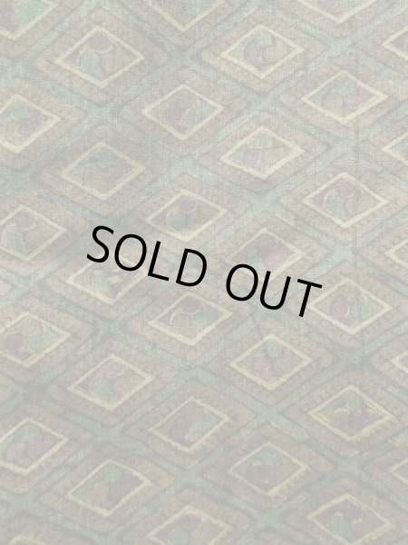 Photo5: K1104Q Used Japanese Mens Dark  Brown HAORI short jacket / Silk. Diamond-shaped flowers Rare pattern, Lining: Chinz pattern  (Grade B) (5)