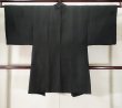 Photo2: K1104T Used Japanese Mens   Black HAORI short jacket / Silk.  cotton-padded  (Grade D) (2)