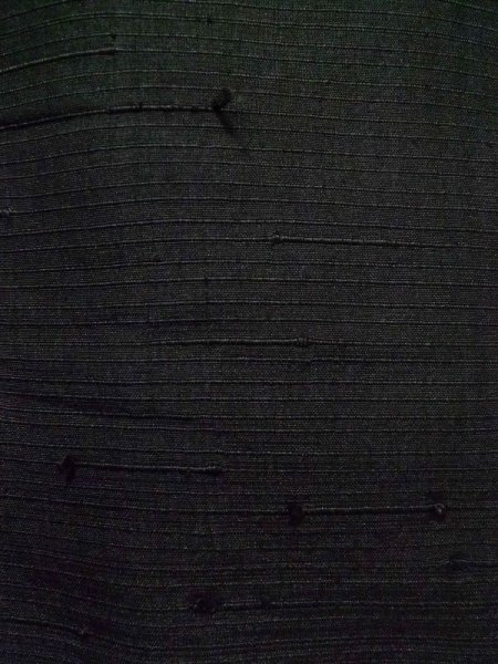 Photo11: K1104T Used Japanese Mens   Black HAORI short jacket / Silk.  cotton-padded  (Grade D) (11)