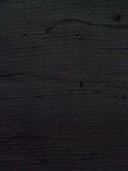 Photo12: K1104T Used Japanese Mens   Black HAORI short jacket / Silk.  cotton-padded  (Grade D) (12)