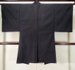 Photo2: K1104W Used Japanese Mens   Black HAORI short jacket / Silk. Stripes   (Grade D) (2)