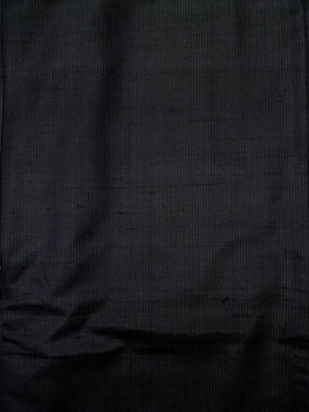 Photo3: K1104W Used Japanese Mens   Black HAORI short jacket / Silk. Stripes   (Grade D) (3)