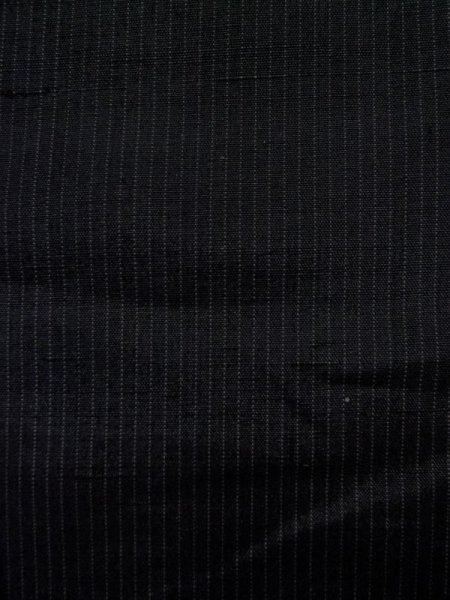 Photo6: K1104W Used Japanese Mens   Black HAORI short jacket / Silk. Stripes   (Grade D) (6)