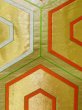 Photo7: K1111J Vintage Japanese Kimono   Green FUKURO OBI sash Tortoise-shell pattern― Hexagonal pattern Silk.  (Grade B) (7)