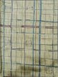 Photo3: K1118A Used Japanese Pale Heather Kahki TSUMUGI pongee / Silk. Plaid Checks,   (Grade B) (3)
