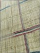 Photo9: K1118A Used Japanese Pale Heather Kahki TSUMUGI pongee / Silk. Plaid Checks,   (Grade B) (9)
