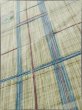 Photo10: K1118A Used Japanese Pale Heather Kahki TSUMUGI pongee / Silk. Plaid Checks,   (Grade B) (10)