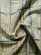Photo12: K1118A Used Japanese Pale Heather Kahki TSUMUGI pongee / Silk. Plaid Checks,   (Grade B) (12)