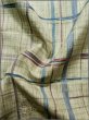 Photo13: K1118A Used Japanese Pale Heather Kahki TSUMUGI pongee / Silk. Plaid Checks,   (Grade B) (13)