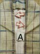 Photo15: K1118A Used Japanese Pale Heather Kahki TSUMUGI pongee / Silk. Plaid Checks,   (Grade B) (15)
