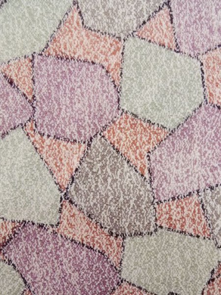 Photo5: K1203F Used Japanese Pale  Multi Color MICHIYUKI outer coat / Silk. Abstract pattern   (Grade B) (5)