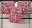 Photo1: K1203G Used Japanese Pale  Pink MICHIYUKI outer coat / Silk. Flower   (Grade B) (1)