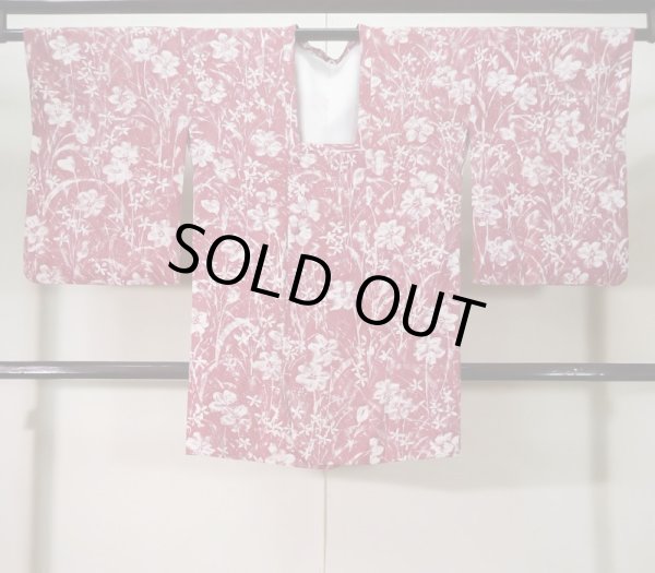 Photo1: K1203G Used Japanese Pale  Pink MICHIYUKI outer coat / Silk. Flower   (Grade B) (1)