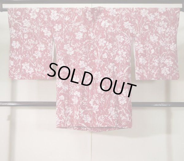 Photo2: K1203G Used Japanese Pale  Pink MICHIYUKI outer coat / Silk. Flower   (Grade B) (2)
