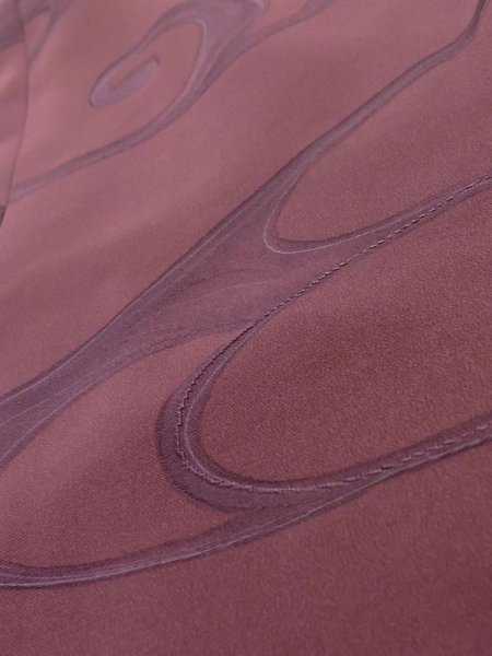 Photo9: K1203K Used Japanese Pale  Rose MICHIYUKI outer coat / Silk. Stream,   (Grade B) (9)