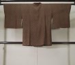 Photo2: Mint K1203R Used Japanese   Brown MICHIYUKI outer coat / Silk. Geometrical pattern   (Grade A) (2)