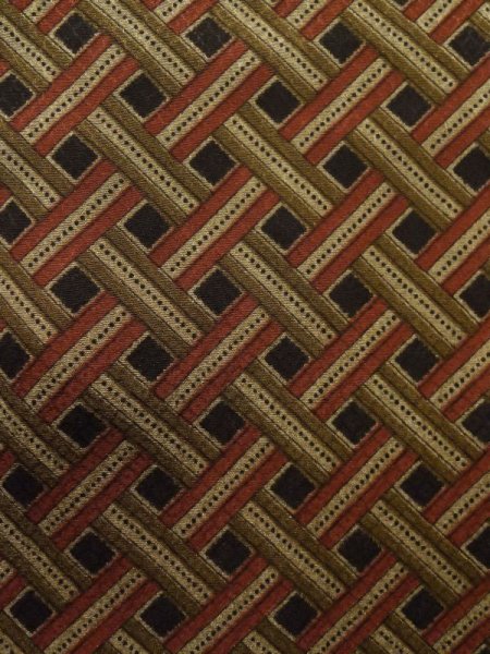 Photo6: Mint K1203R Used Japanese   Brown MICHIYUKI outer coat / Silk. Geometrical pattern   (Grade A) (6)