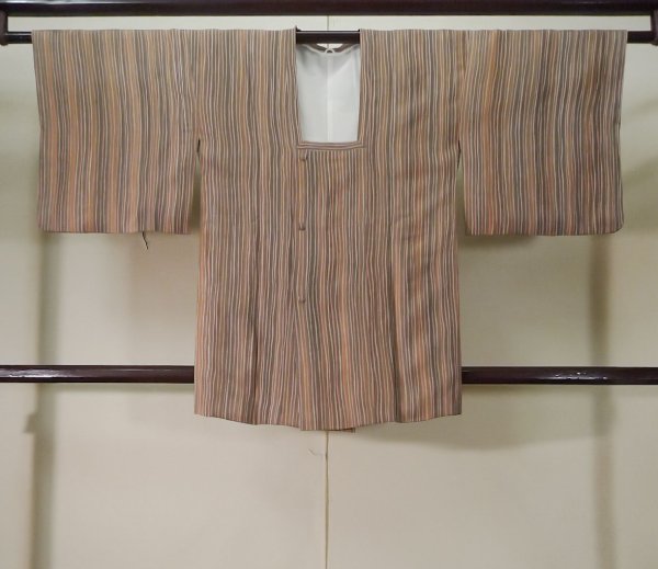 Photo1: Mint K1203U Used Japanese Pale  Brown MICHIYUKI outer coat / Silk. Line   (Grade A) (1)