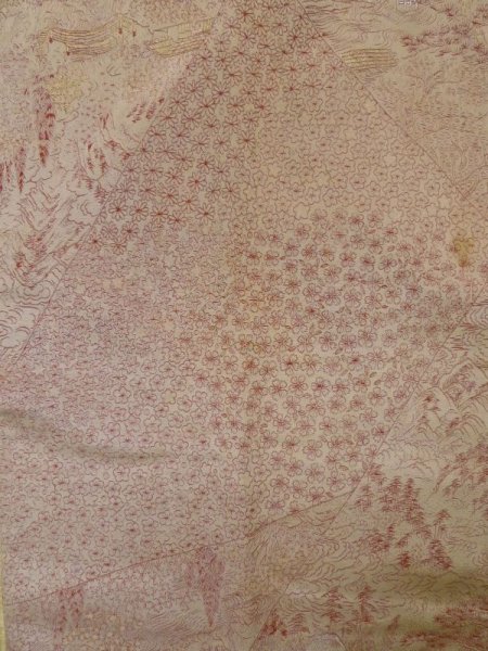 Photo3: K1204B Used Japanese women  White MICHIYUKI outer coat / Silk. Flower,   (Grade C) (3)