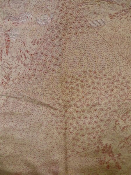 Photo4: K1204B Used Japanese women  White MICHIYUKI outer coat / Silk. Flower,   (Grade C) (4)