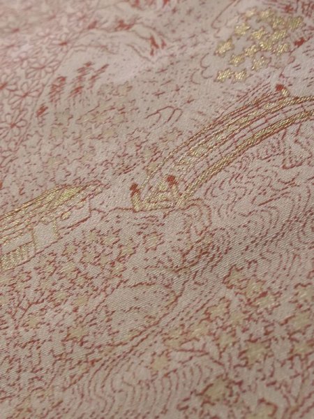 Photo8: K1204B Used Japanese women  White MICHIYUKI outer coat / Silk. Flower,   (Grade C) (8)