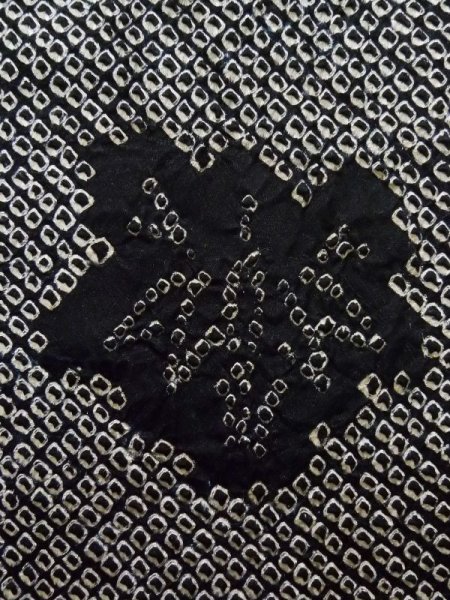 Photo5: K1209R Used Japanese womenHeather  Black HAORI short jacket / Silk. Abstract pattern   (Grade C) (5)