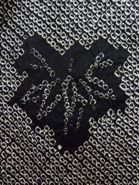 Photo6: K1209R Used Japanese womenHeather  Black HAORI short jacket / Silk. Abstract pattern   (Grade C) (6)