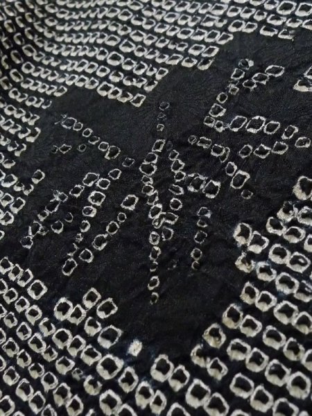 Photo8: K1209R Used Japanese womenHeather  Black HAORI short jacket / Silk. Abstract pattern   (Grade C) (8)