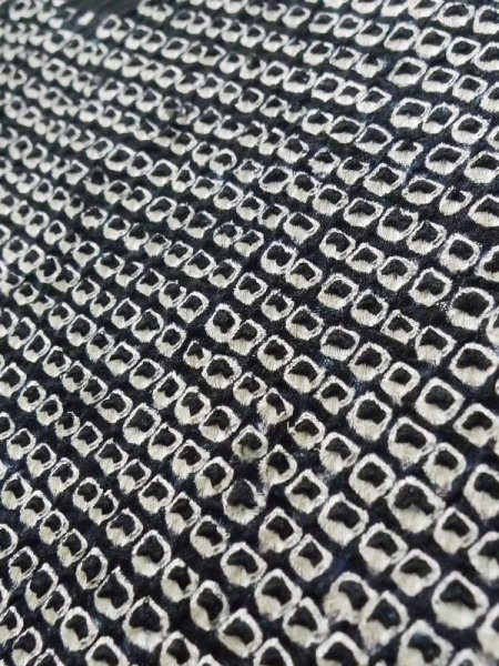 Photo10: K1209R Used Japanese womenHeather  Black HAORI short jacket / Silk. Abstract pattern   (Grade C) (10)