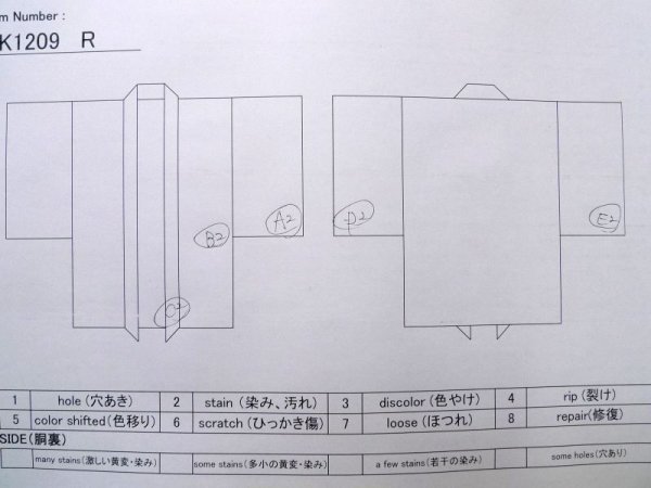 Photo13: K1209R Used Japanese womenHeather  Black HAORI short jacket / Silk. Abstract pattern   (Grade C) (13)