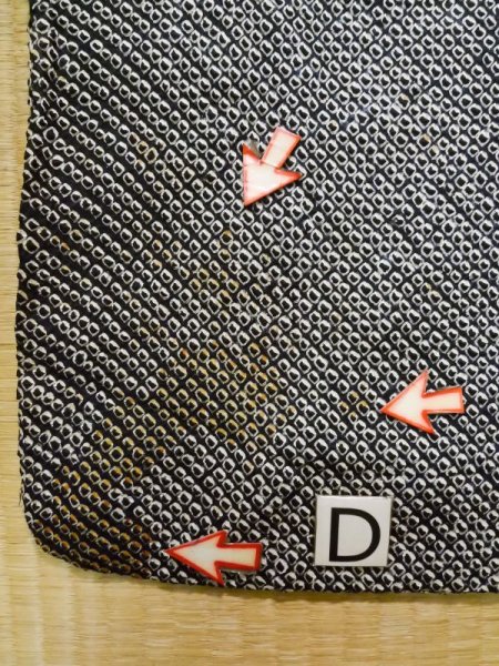 Photo17: K1209R Used Japanese womenHeather  Black HAORI short jacket / Silk. Abstract pattern   (Grade C) (17)